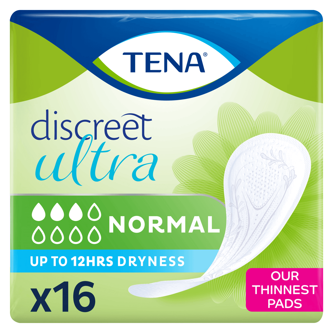 TENA Discreet Ultra Normal Incontinence Pads 16 Pack